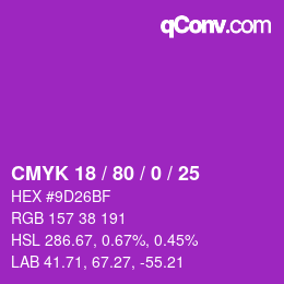 Color code: CMYK 18 / 80 / 0 / 25 | qconv.com