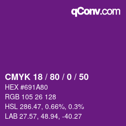 Color code: CMYK 18 / 80 / 0 / 50 | qconv.com