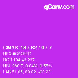 Color code: CMYK 18 / 82 / 0 / 7 | qconv.com