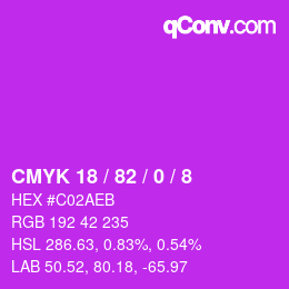 Color code: CMYK 18 / 82 / 0 / 8 | qconv.com