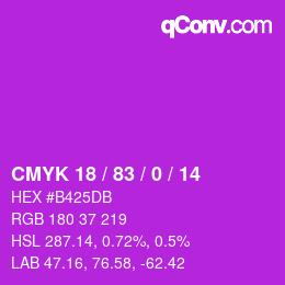 Color code: CMYK 18 / 83 / 0 / 14 | qconv.com
