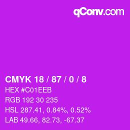 颜色代码: CMYK 18 / 87 / 0 / 8 | qconv.com