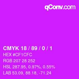 Color code: CMYK 18 / 89 / 0 / 1 | qconv.com