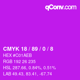カラーコード: CMYK 18 / 89 / 0 / 8 | qconv.com