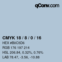 カラーコード: CMYK 18 / 8 / 0 / 16 | qconv.com