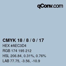 颜色代码: CMYK 18 / 8 / 0 / 17 | qconv.com