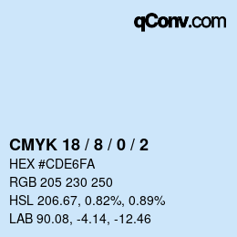 カラーコード: CMYK 18 / 8 / 0 / 2 | qconv.com