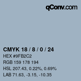 カラーコード: CMYK 18 / 8 / 0 / 24 | qconv.com