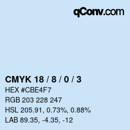 カラーコード: CMYK 18 / 8 / 0 / 3 | qconv.com