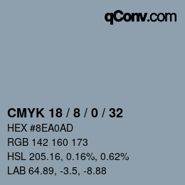 颜色代码: CMYK 18 / 8 / 0 / 32 | qconv.com
