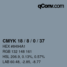 カラーコード: CMYK 18 / 8 / 0 / 37 | qconv.com