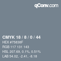 カラーコード: CMYK 18 / 8 / 0 / 44 | qconv.com