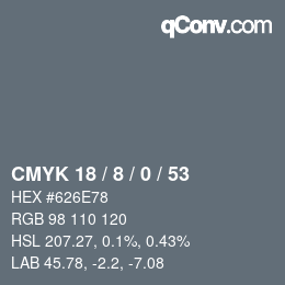 Color code: CMYK 18 / 8 / 0 / 53 | qconv.com