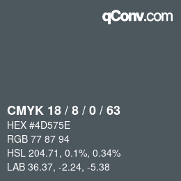 Farbcode: CMYK 18 / 8 / 0 / 63 | qconv.com