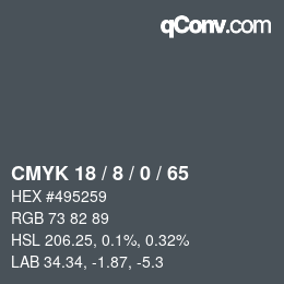 カラーコード: CMYK 18 / 8 / 0 / 65 | qconv.com