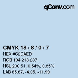 カラーコード: CMYK 18 / 8 / 0 / 7 | qconv.com
