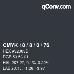 カラーコード: CMYK 18 / 8 / 0 / 76 | qconv.com