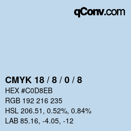 カラーコード: CMYK 18 / 8 / 0 / 8 | qconv.com