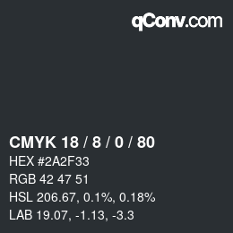カラーコード: CMYK 18 / 8 / 0 / 80 | qconv.com