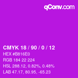 カラーコード: CMYK 18 / 90 / 0 / 12 | qconv.com