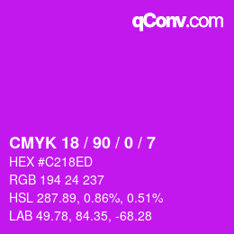 Color code: CMYK 18 / 90 / 0 / 7 | qconv.com