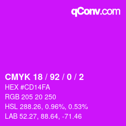 カラーコード: CMYK 18 / 92 / 0 / 2 | qconv.com