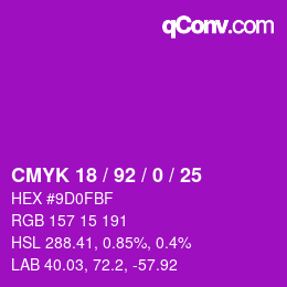 カラーコード: CMYK 18 / 92 / 0 / 25 | qconv.com