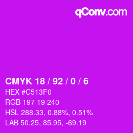 カラーコード: CMYK 18 / 92 / 0 / 6 | qconv.com