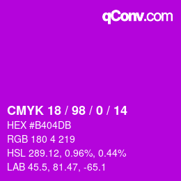 颜色代码: CMYK 18 / 98 / 0 / 14 | qconv.com
