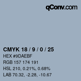カラーコード: CMYK 18 / 9 / 0 / 25 | qconv.com