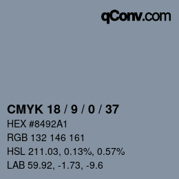 Color code: CMYK 18 / 9 / 0 / 37 | qconv.com