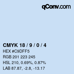 カラーコード: CMYK 18 / 9 / 0 / 4 | qconv.com