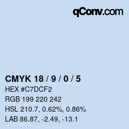 カラーコード: CMYK 18 / 9 / 0 / 5 | qconv.com
