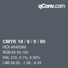 Color code: CMYK 18 / 9 / 0 / 60 | qconv.com