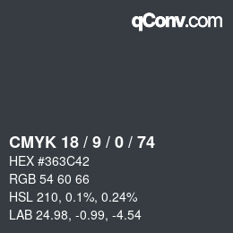 Color code: CMYK 18 / 9 / 0 / 74 | qconv.com