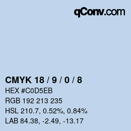 颜色代码: CMYK 18 / 9 / 0 / 8 | qconv.com