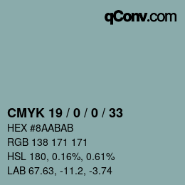 Color code: CMYK 19 / 0 / 0 / 33 | qconv.com