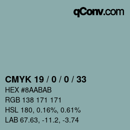 カラーコード: CMYK 19 / 0 / 0 / 33 | qconv.com