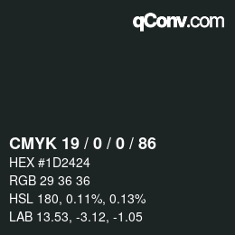 颜色代码: CMYK 19 / 0 / 0 / 86 | qconv.com