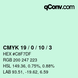 カラーコード: CMYK 19 / 0 / 10 / 3 | qconv.com