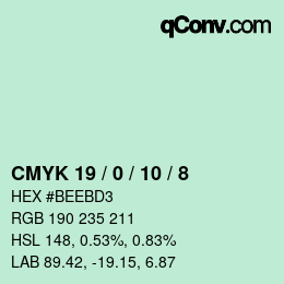 カラーコード: CMYK 19 / 0 / 10 / 8 | qconv.com