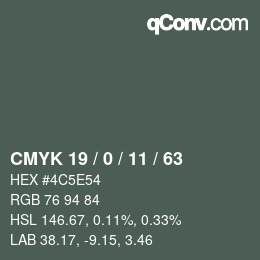 Código de color: CMYK 19 / 0 / 11 / 63 | qconv.com