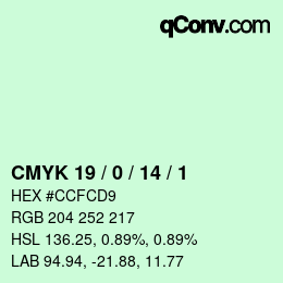 カラーコード: CMYK 19 / 0 / 14 / 1 | qconv.com