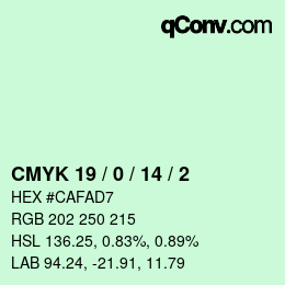 カラーコード: CMYK 19 / 0 / 14 / 2 | qconv.com