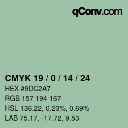 カラーコード: CMYK 19 / 0 / 14 / 24 | qconv.com