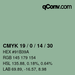 颜色代码: CMYK 19 / 0 / 14 / 30 | qconv.com