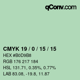 Color code: CMYK 19 / 0 / 15 / 15 | qconv.com