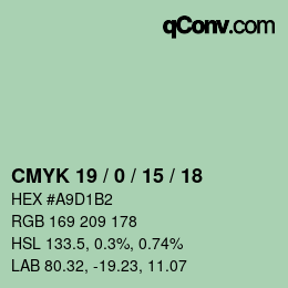 Farbcode: CMYK 19 / 0 / 15 / 18 | qconv.com