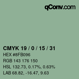 Color code: CMYK 19 / 0 / 15 / 31 | qconv.com