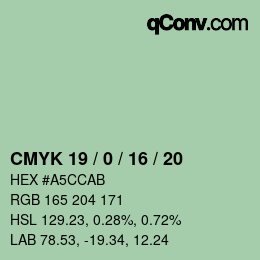 カラーコード: CMYK 19 / 0 / 16 / 20 | qconv.com